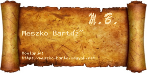Meszko Bartó névjegykártya